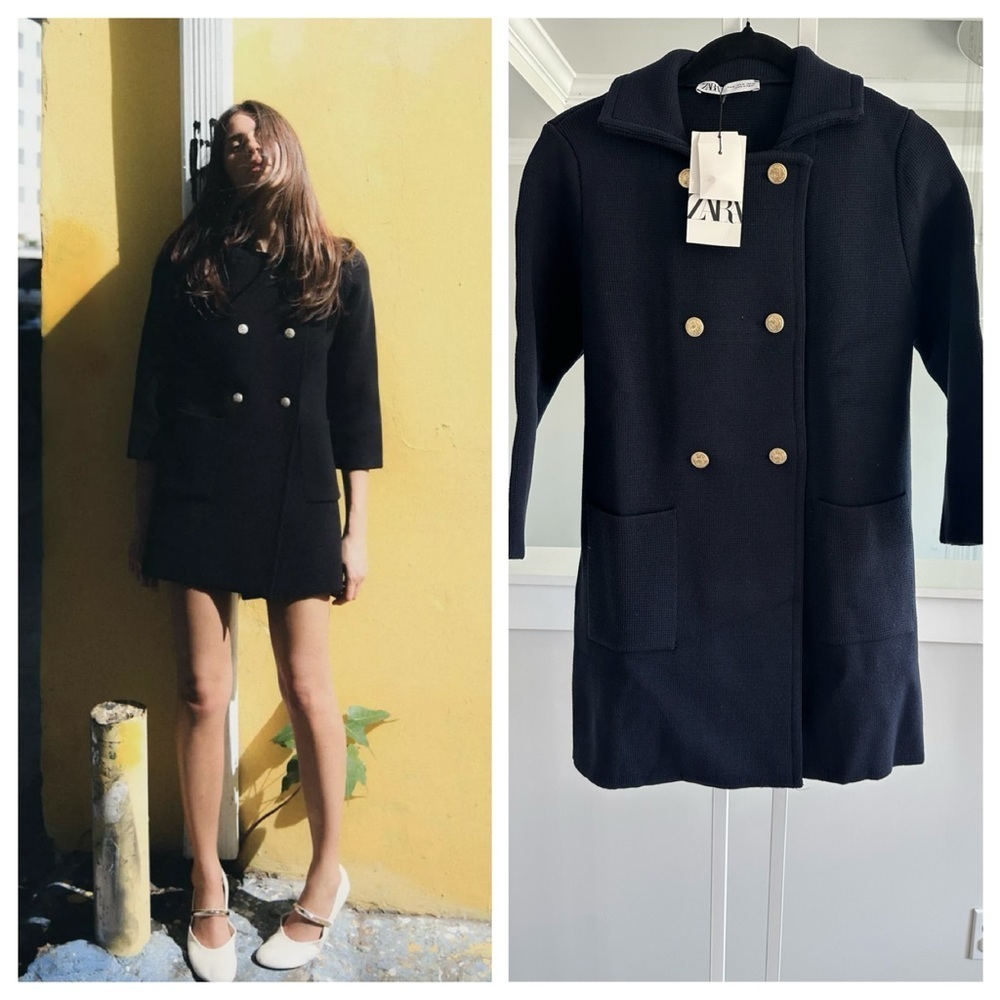 Zara Double Breasted Knit Coat